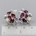 925 Artistic Sterling Silber Ohrringe Granat Amethyste 2