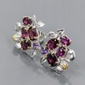 925 Artistic Sterling Silber Ohrringe Granat Amethyste 2