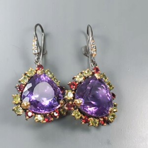 Ohrringe 49ct Amethyste Topas Zertifikat