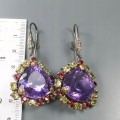 Ohrringe 49ct Amethyste Topas Zertifikat