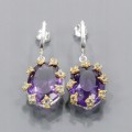 Künstlerische Ohrringe 50ct Amethyste Topas 925 2