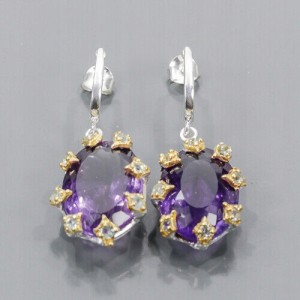 Künstlerische Ohrringe 50ct Amethyste Topas 925 2