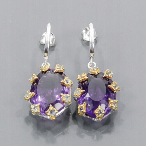 Künstlerische Ohrringe 50ct Amethyste Topas 925 2