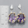 Künstlerische Ohrringe 50ct Amethyste Topas 925 2