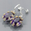 Künstlerische Ohrringe 50ct Amethyste Topas 925 2