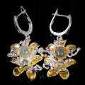 925 Künstlerische Ohrringe Feueropal Amethyste 2