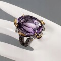 Künstlerischer Ring 50 ct Amethyst Topas Größe 18,5