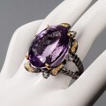Künstlerischer Ring 50 ct Amethyst Topas Größe 18,5