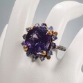 Künstlerischer Ring 22 Karat Amethyst Iolith Größe 17