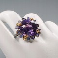 Künstlerischer Ring 22 Karat Amethyst Iolith Größe 17