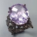 Künstlerischer Ring natürlicher IF Amethyst Größe 14,5