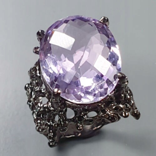 Künstlerischer Ring natürlicher IF Amethyst Größe 14,5