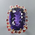 Ring 40 ct Amethyst Rhodolith Größe 19 zertifiziert