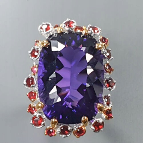 Ring 40 ct Amethyst Rhodolith Größe 19 zertifiziert