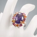 Künstlerischer Ring Amethyst Citrin Granat Größe 16