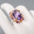 Künstlerischer Ring Amethyst Citrin Granat Größe 16