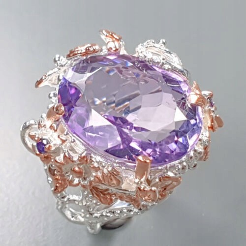 Künstlerischer Ring natürlicher Amethyst Größe 12,5