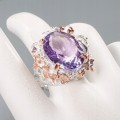 Künstlerischer Ring natürlicher Amethyst Größe 12,5