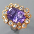 925 Künstlerischer Amethyst Topas Ring Größe 16,5