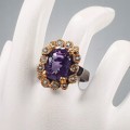 925 Künstlerischer Amethyst Topas Ring Größe 16,5