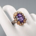 925 Künstlerischer Amethyst Topas Ring Größe 16,5