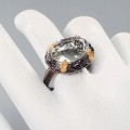 925 Künstlerischer grüner Amethyst Ring Größe 19,5