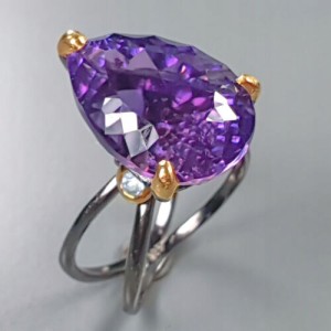 Künstlerischer Ring AAAA 22ct Amethyst Größe 19,5
