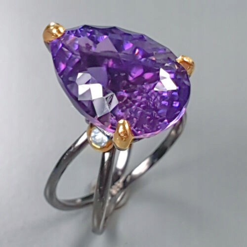 Künstlerischer Ring AAAA 22ct Amethyst Größe 19,5