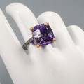Künstlerischer Ring AAA 17 Karat Amethyst Größe 15
