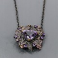 Künstlerische Halskette natürliche Amethyste Silber 925