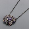 Künstlerische Halskette natürliche Amethyste Silber 925