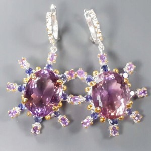 925 Künstlerische Ohrringe 70 ct Ametrine Amethyste 2