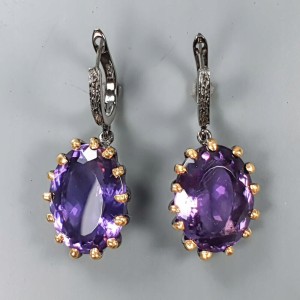 925 Künstlerische Silberohrringe 60ct Amethyste 2