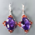 Ohrringe 49ct Amethyste Rhodolith Zertifikat