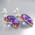 Ohrringe 49ct Amethyste Rhodolith Zertifikat