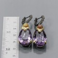 925 Künstlerische Ohrringe 39 ct Amethyste Opale 2