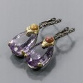 925 Künstlerische Ohrringe 39 ct Amethyste Opale 2