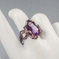 Künstlerischer Ring natürlicher AAA Amethyst Größe 17,5