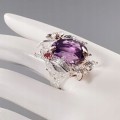 Künstlerischer Ring AAA Amethyst Granate Größe 18,5