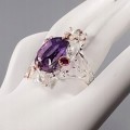 Künstlerischer Ring AAA Amethyst Granate Größe 18,5