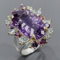 Künstlerischer Ring 19 Karat Amethyst Topas Größe 17