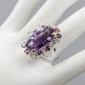 Künstlerischer Ring 19 Karat Amethyst Topas Größe 17
