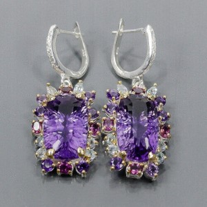 Ohrringe 30ct Amethysten Rhodoliten Topas Zertifikat