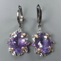 Silberohrringe 28ct Amethyste Topas Zertifikat