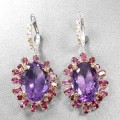 925 Ohrringe 34ct Amethyste Rhodolith Zertifikat 2