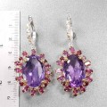 925 Ohrringe 34ct Amethyste Rhodolith Zertifikat 2