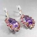 925 Ohrringe 34ct Amethyste Rhodolith Zertifikat 2