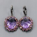 925 Ohrringe 38ct Amethyste Rhodolith Zertifikat