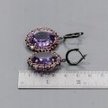 925 Ohrringe 38ct Amethyste Rhodolith Zertifikat