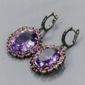 925 Ohrringe 38ct Amethyste Rhodolith Zertifikat